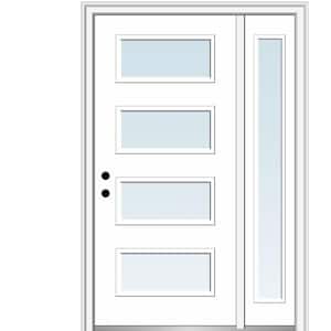 Celeste 48 in. x 80 in. Right-Hand Inswing 4-Lite Clear Low-E Primed Fiberglass Prehung Front Door on 4-9/16 in. Frame