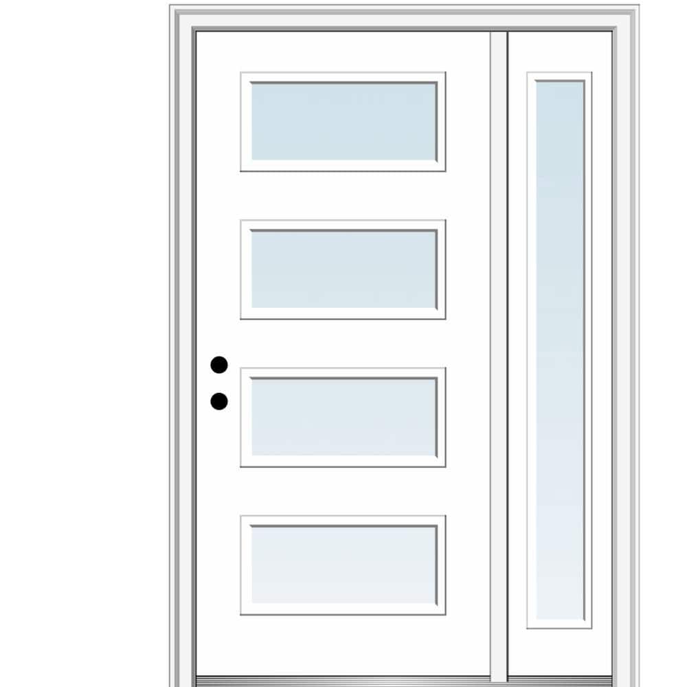 Celeste 50 in. x 80 in. Right-Hand Inswing 4-Lite Clear Low-E Primed Fiberglass Prehung Front Door on 4-9/16 in. Frame price history on PriceWatchPro