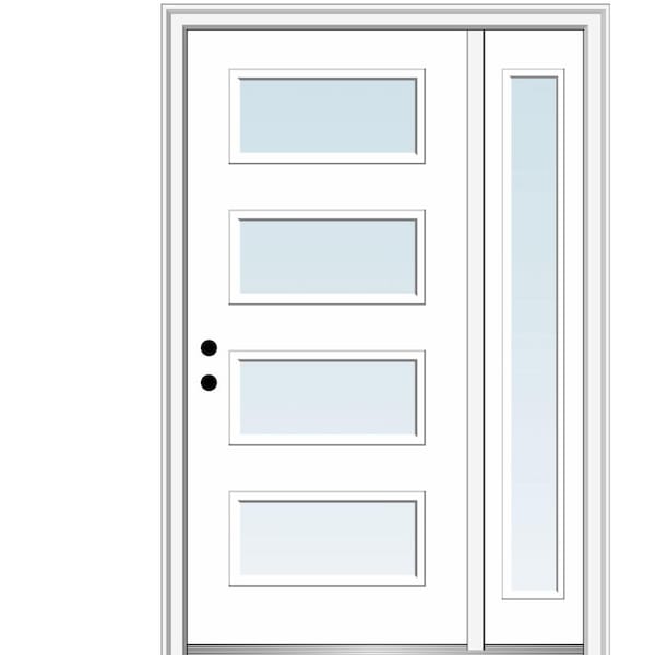 MMI DOOR Celeste 50 in. x 80 in. Right-Hand Inswing 4-Lite Clear Low-E Primed Fiberglass Prehung Front Door on 6-9/16 in. Frame