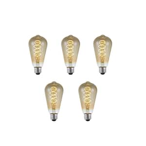 8W 650LM, 60W Equivalent, A19 ST21(ST64) Vintage Edison Amber Spiral LED Dimmable Light Bulb, E26/E27 Base, (Set of 5)