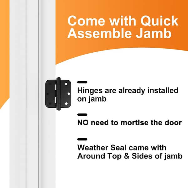 Assembly Required 72 in. x 80 in. 15-Lite Clear Glass Universal White Solid Core Wood Interior French Door Kit+Frame Set