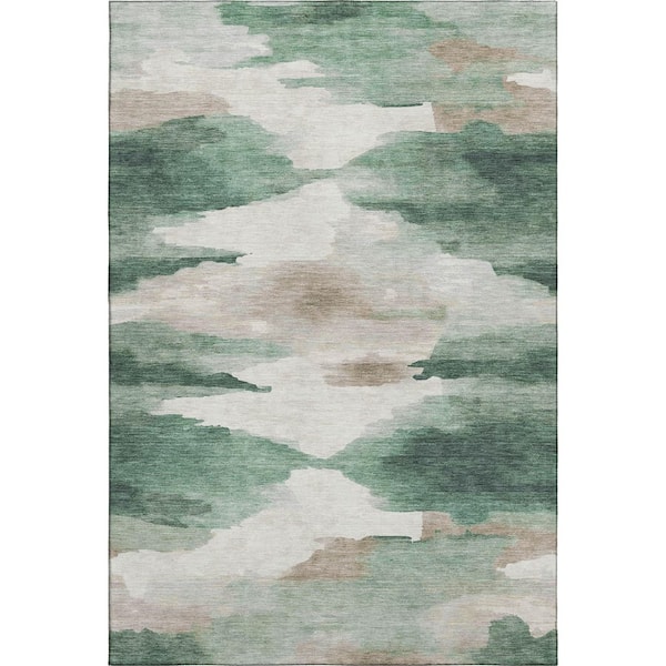 Mayfield Premium Machine Washable Abstract AMF2259 Green 3 ft. x 4 ft. Area Rug