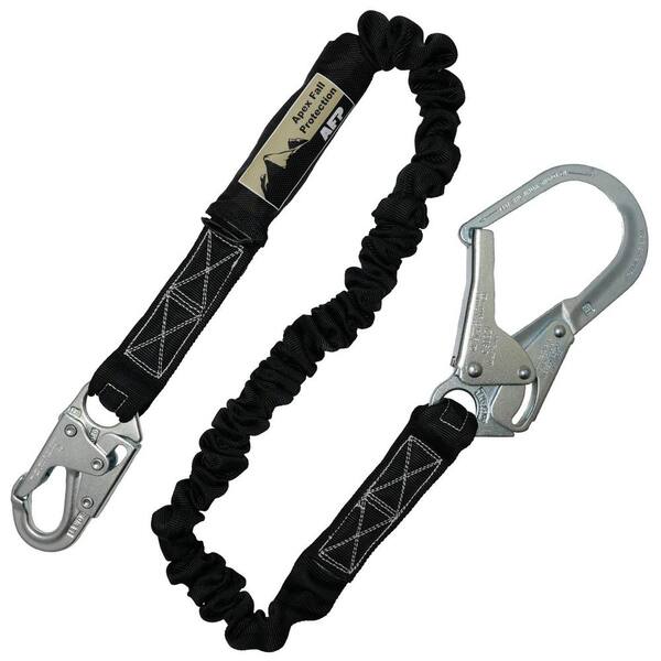 Angel Sar 6 ft. Single Leg Internal Shock Absorbing Safety Fall Protection Lanyard with Pelican Rebar and Snap Hook