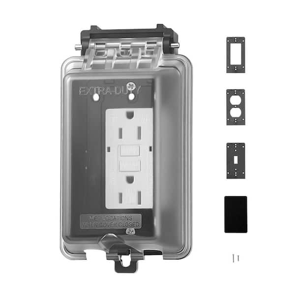 Outdoor Outlet Cover 1-Gang Weatherproof Electrical Outlet Cover with Lockable Design High-Strength PC Material 6-in-1