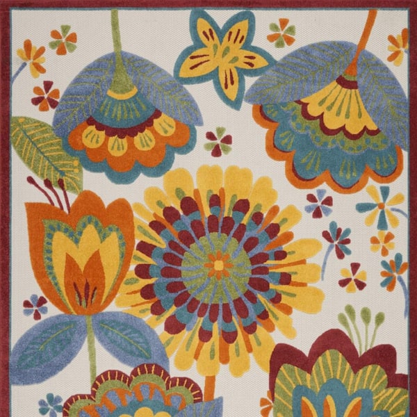Blue, Yellow 10 ft. x 13 ft. Woven Polypropylene Indoor/Outdoor Area Rug