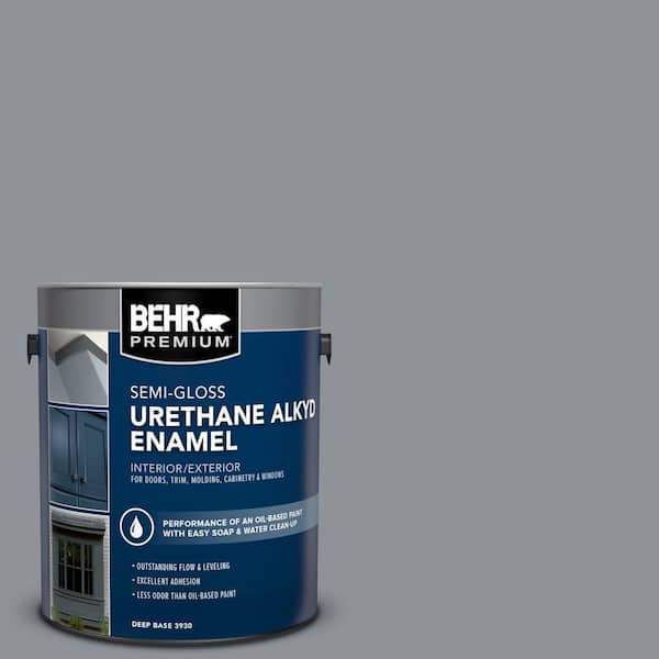 BEHR PREMIUM 1 gal. #PPU18-04 Dark Pewter Urethane Alkyd Semi-Gloss Enamel Interior/Exterior Paint