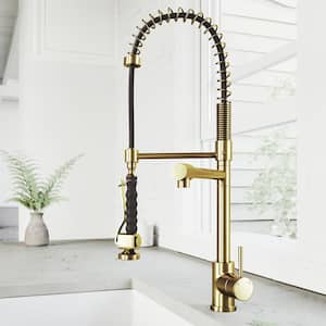 Zurich Single Handle Pull-Down Sprayer Kitchen Faucet in Matte Brushed Gold