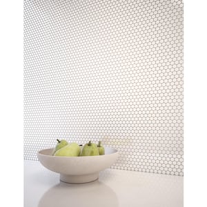 Take Home Sample - Penny WH White 4 in x 4 in x 0.2 in Metal Peel and Stick Wall Mosaic Tile (0.11 sq.ft/Each)