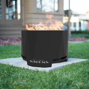 The Peak NFL 24 in. x 16 in. Round Steel Wood Patio Fire Pit - Baltimore Ravens