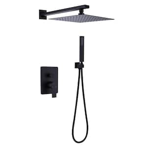 2-Spray Patterns 8.66 in. Wall Mount Handheld Shower Head in Matte Black