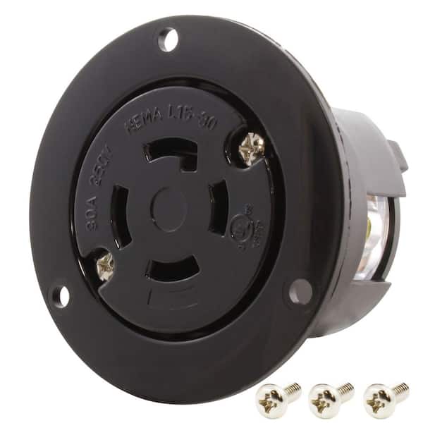 3-Phase 30A 250V L15-30R Flanged Outlet UL and C-UL Listed