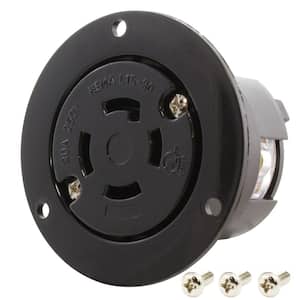 3-Phase 30 Amp 250-Volt NEMA L15-30R Flanged Mounting Locking Industrial Grade Receptacle