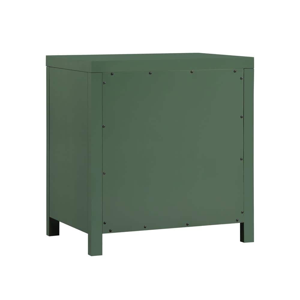 Nolan Vintage Green 3-Drawer Wood Nightstand with Gold Knobs