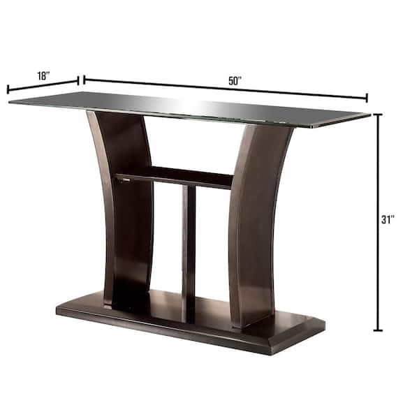 William's Home Furnishing Manhattan IV 50 in. Gray Standard Rectangle Glass Console Table with Storage