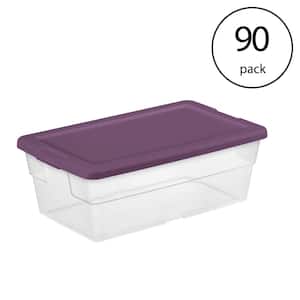 Stackable 6 qt. Storage Box Container Moda Purple Lid in Clear (90-Pack)