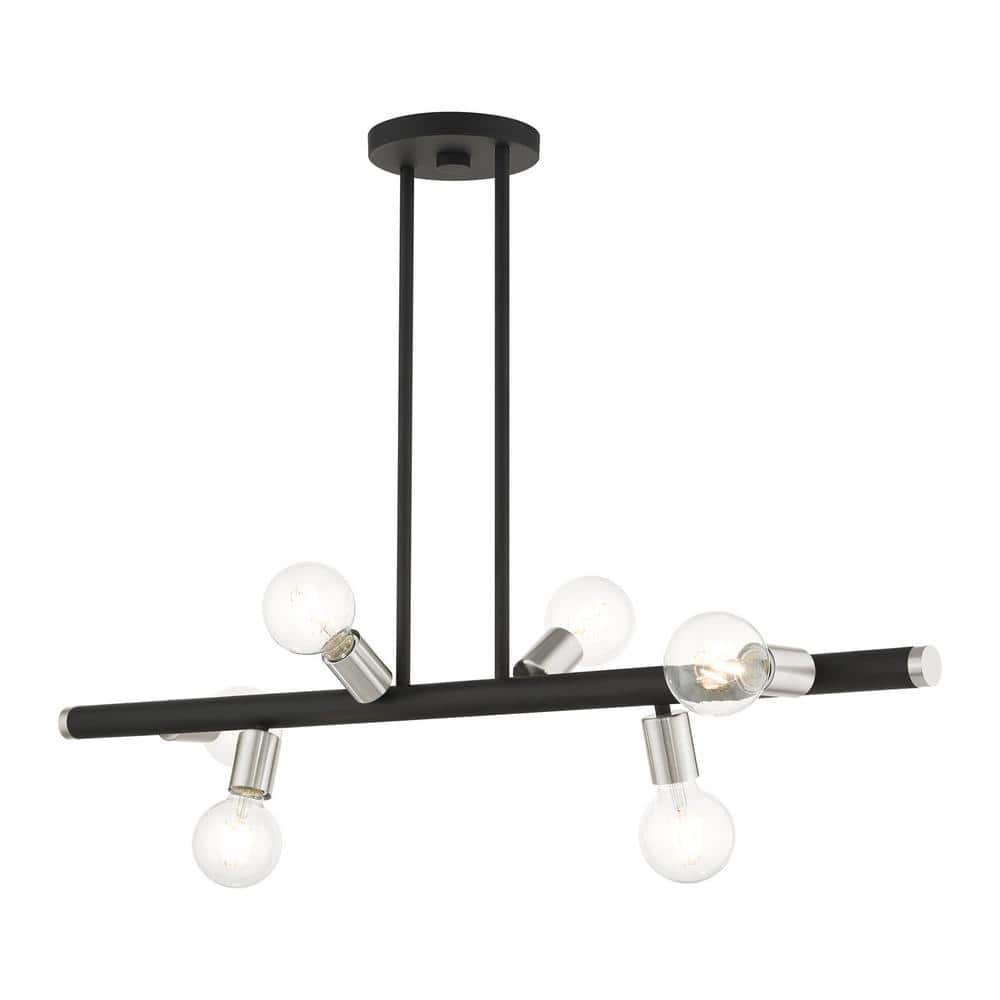 Bannister 6-Light Black and Nickel Linear Chandelier