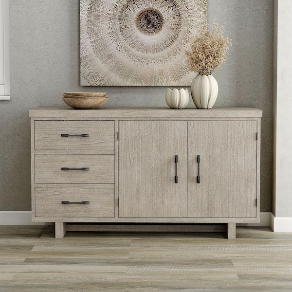 Bronin Natural Wood 60 in. Buffet Server with Drawers