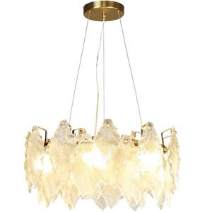 23.6in. 8-Light Modern Maple Leaf Crystal Chandelier, Luxury Crystal Pendant Light for Dining Room, Bulbs Included