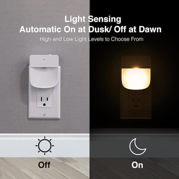 Rectangle Soft White LED White Night Light with Automatic Dusk to Dawn and 2 Light Levels