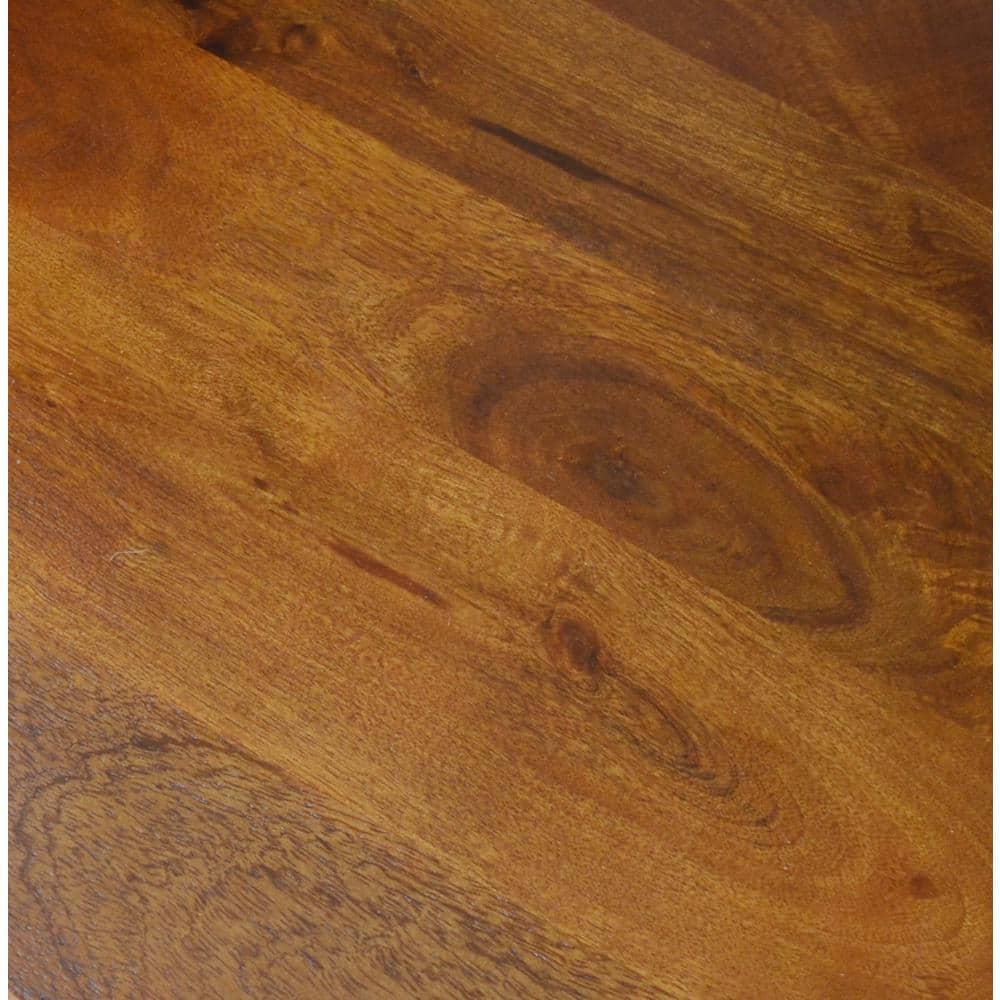 Brera Chestnut Mango Wood and Black Metal Round Accent Table