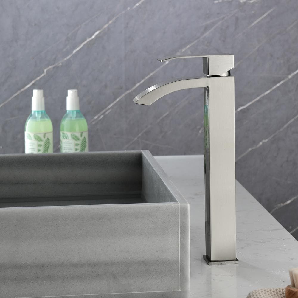 Brushed Nickel Single Handle Vessel Sink Faucet