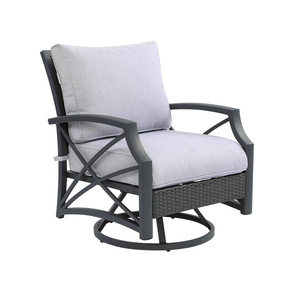 Kinger Home Rattan Wicker Outdoor Swivel Patio Lounge Chair with a Grey