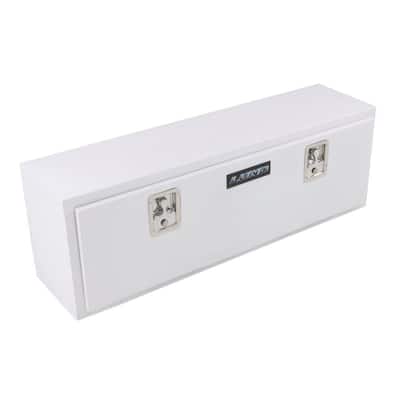 90 in White Steel Full Size Top Mount Truck Tool Box with mounting hardware and keys included