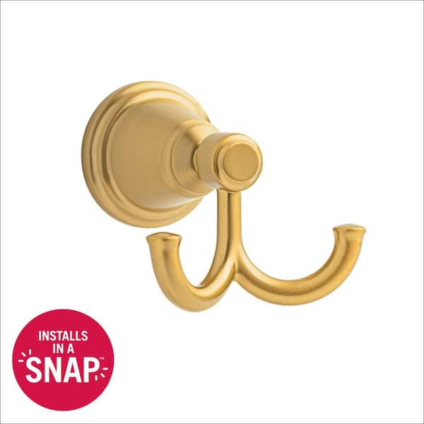 Foundations Design Series J-Hook Double Robe/Towel Hook Bath Hardware Accessory in Brushed Gold