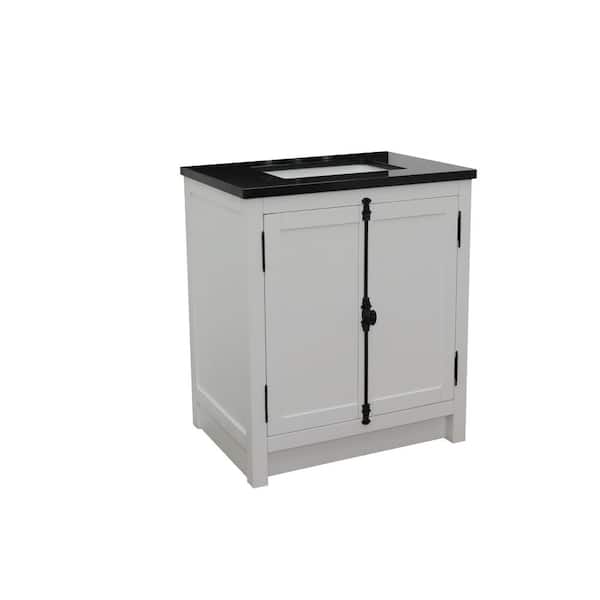 Bellaterra Home Plantation 31 in. W x 22 in. D Bath Vanity in White with Granite Vanity Top in Black with White Rectangle Basin