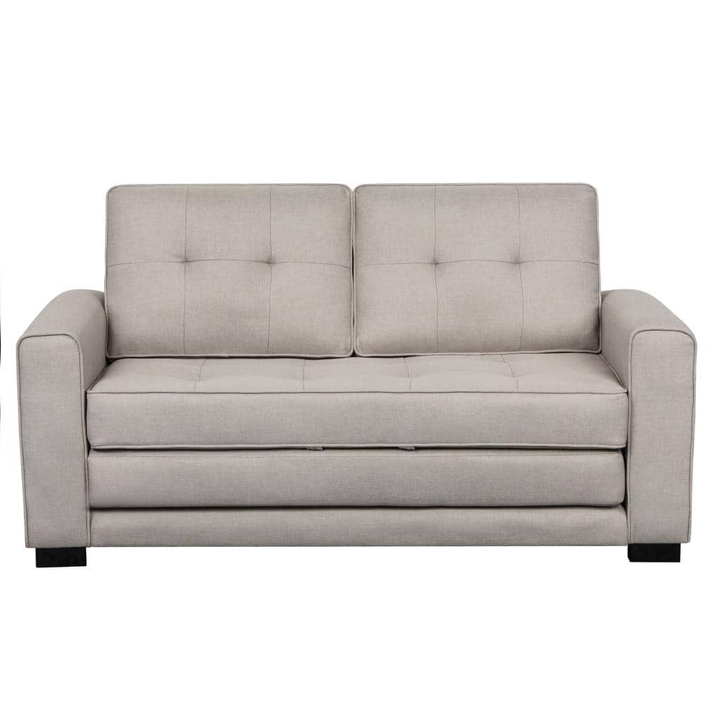 US Pride Furniture Bray 58 in. Beige Linen 2Seater Twin Sleeper Sofa