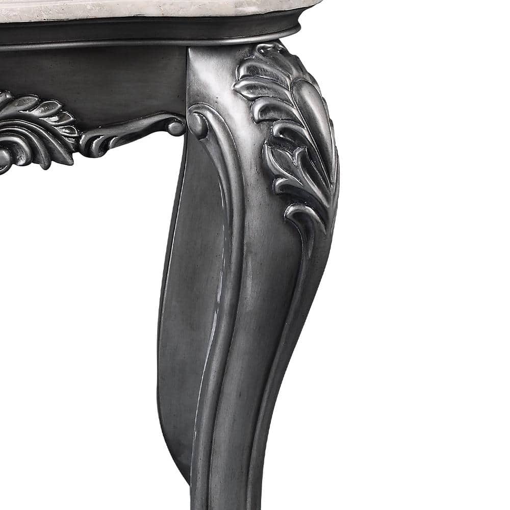Ariadne Classic Marble Top Platinum Finish Wooden Coffee Table