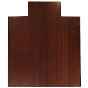 Deluxe Dark Brown Mahogany 44 in. x 52 in. Bamboo Roll-Up Office Chair Mat with Lip