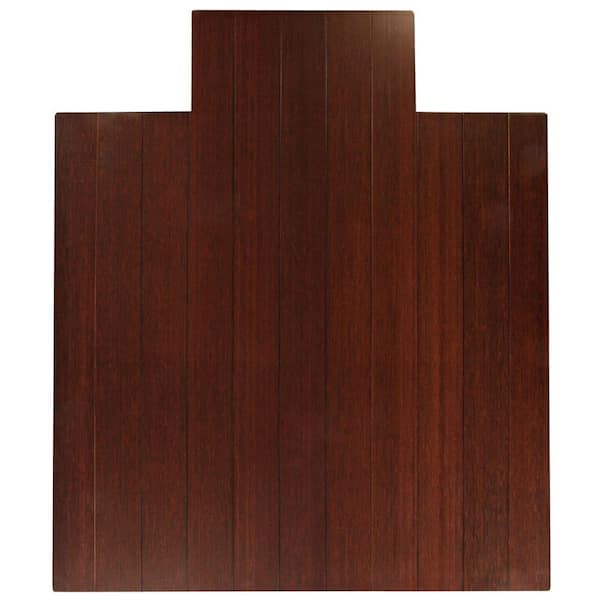 Anji Mountain Deluxe Dark Brown Mahogany 44 in. x 52 in. Bamboo Roll-Up Office Chair Mat with Lip