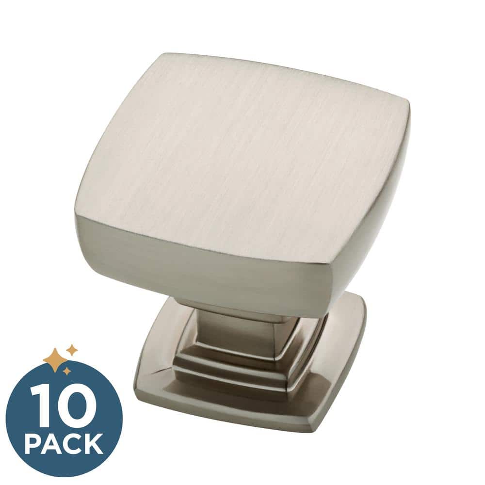 (10-Pack) Webber 1-1/8 in. (29 mm) Classic Brushed Nickel Square Cabinet Kn