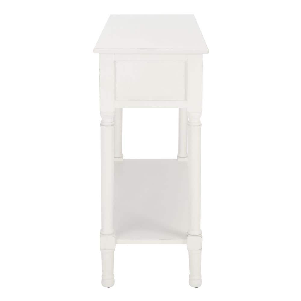 Allura Distressed White Wood 2-Drawer Console Table
