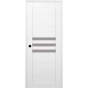 Dome 18 in. x 84 in. Right Hand 3-Lite Frosted Glass Snow White Composite Wood Single Prehung Door