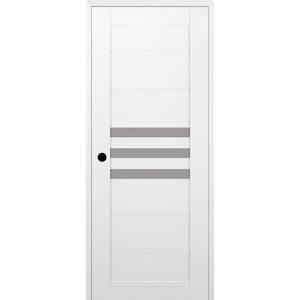 Dome 18 in. x 96 in. Right Hand 3-Lite Frosted Glass Snow White Composite Wood Single Prehung Door