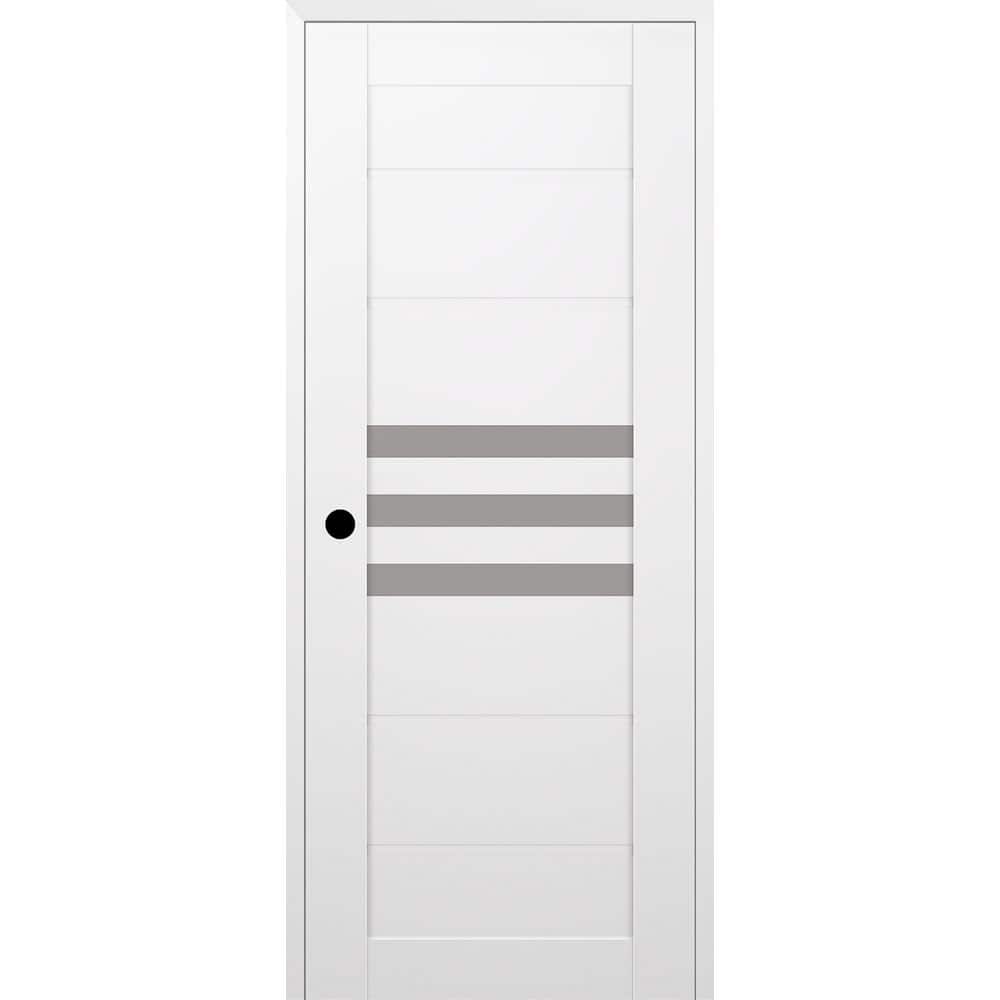 Dome 24 in. x 80 in. Right-Hand 3-Lite Frosted Glass Snow White Composite Wood Single Prehung Door price history on PriceWatchPro