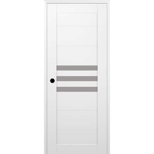 Belldinni Dome 36 in. x 80 in. Right Hand 3-Lite Frosted Glass Snow White Composite Wood Single Prehung Door