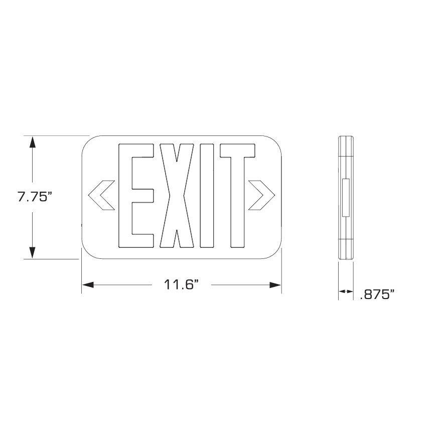Compact Die-Cast Aluminum LED Exit Sign with Red Letters