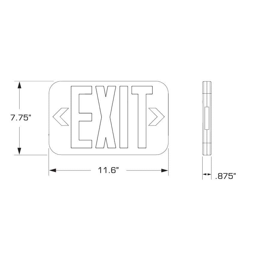 White and Red LED Emergency Exit Sign with Thermoplastic Housing