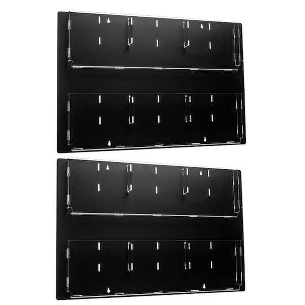 AdirOffice 29 in. x 23 in. Black Adjustable Pockets Clear Acrylic Hanging Magazine Rack (2-Pack)