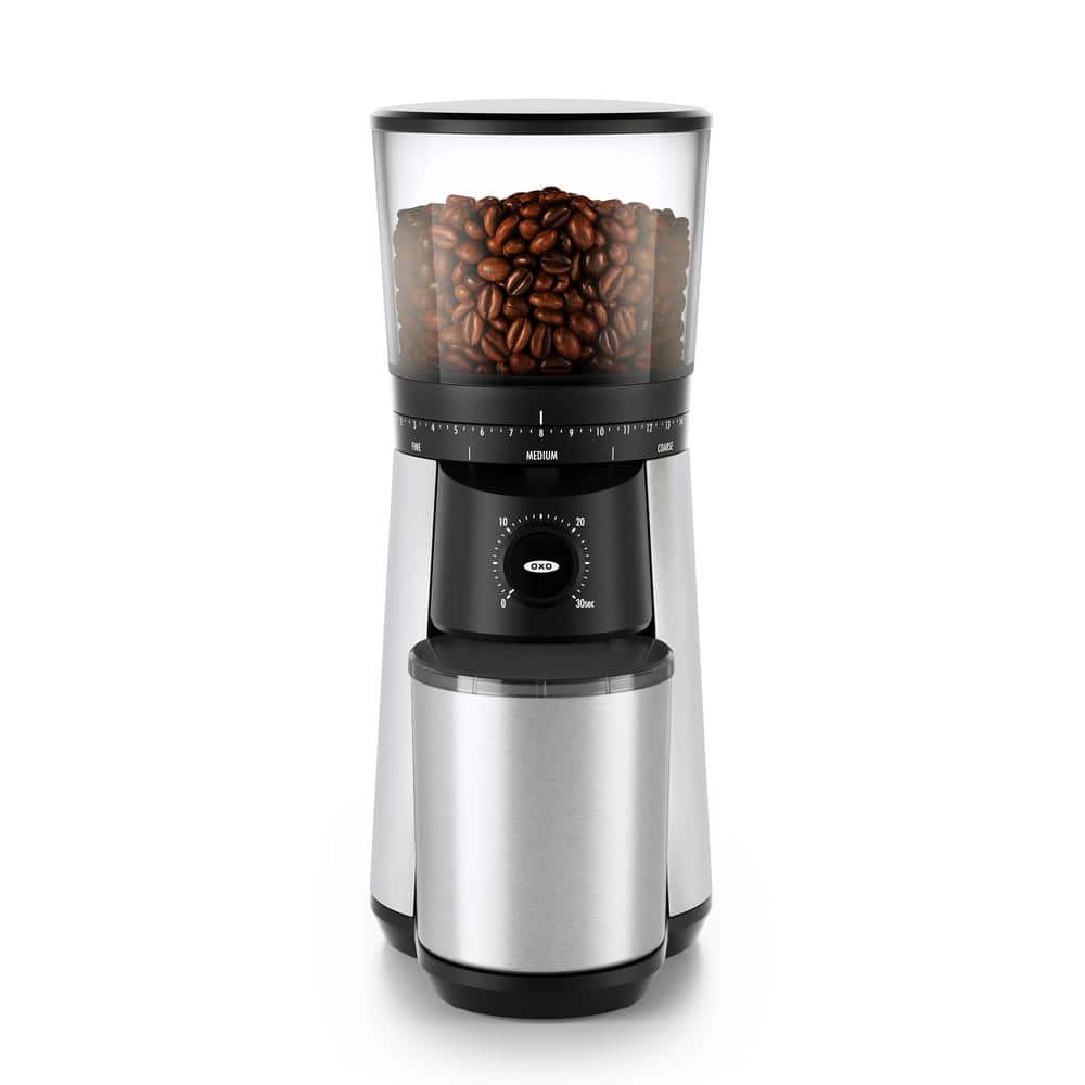 Silver Stainless Steel Conical Burr Coffee Grinder