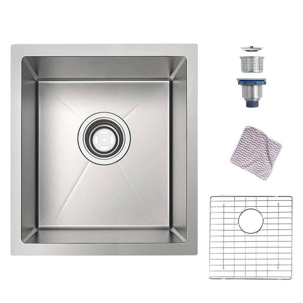 Lycvki 17 in. x 15 in. Undermount Stainless Steel Kitchen Bar Sink with