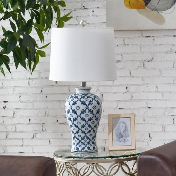 Array over het algemeen Overwegen Maxax Sacramento 25 in. Blue/White Ceramic Table Lamp, Traditional  Chinoiserie Bedside Lamp T74-S - The Home Depot