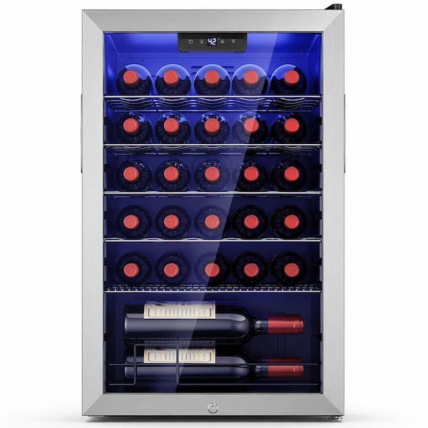 20 in. Digital Control 30-Bottle Wine Cooler in Stainless Steel, Freestanding
