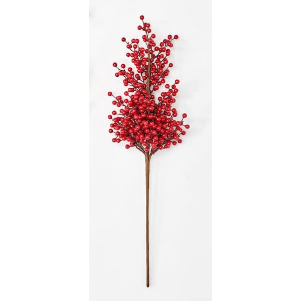 4 Pack Artificial Red Berry Stems Holly Christmas Berries for