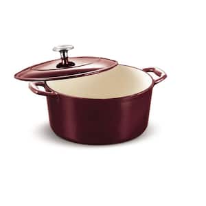 Gourmet 5.5 qt. Round Enameled Cast Iron Dutch Oven in Majolica Red with Lid