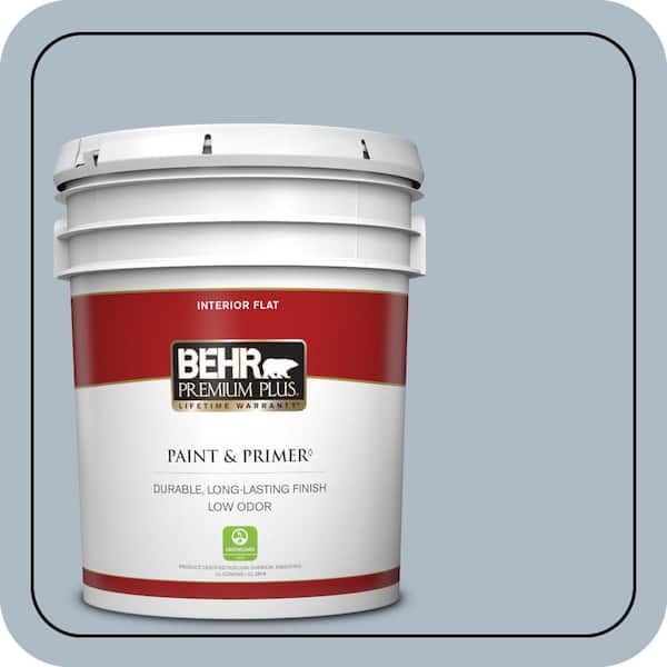 BEHR PREMIUM PLUS 5 gal. #PPU14-12 Hazy Skies Flat Low Odor Interior Paint & Primer
