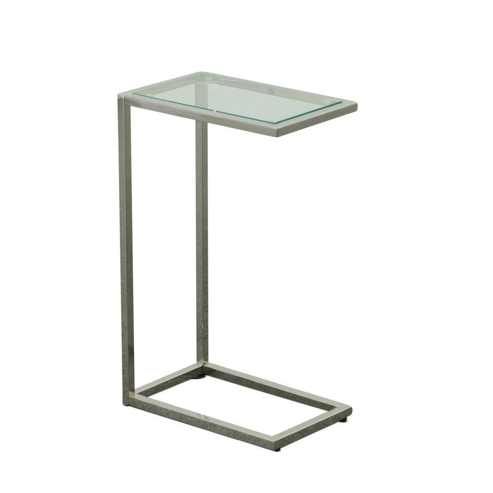 Chrome and Clear Glass Rectangular End Table, 26 in.